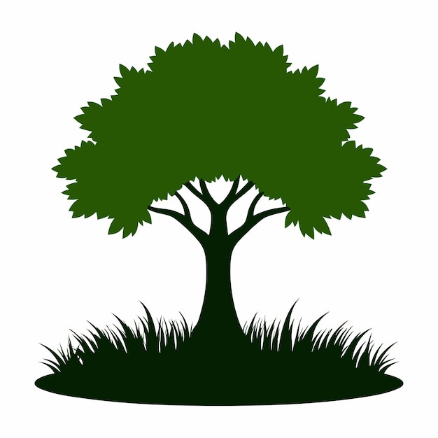 Silueta vectorial de árbol de fondo blanco 5