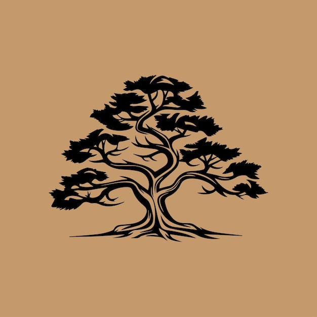 Vector silueta vectorial de un árbol