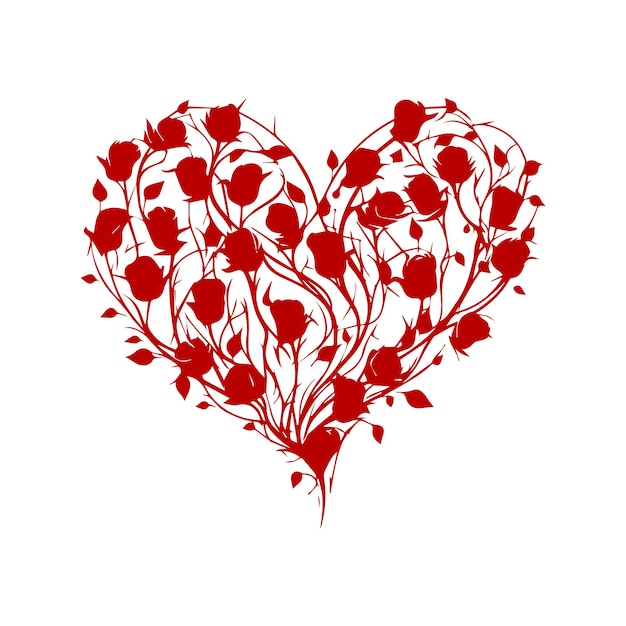 Silueta vectorial artística ornamental para el corazón de San Valentín