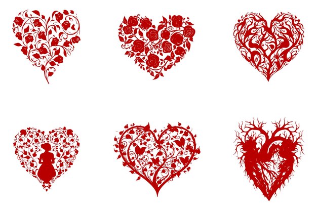 Silueta vectorial artística ornamental para el corazón de San Valentín