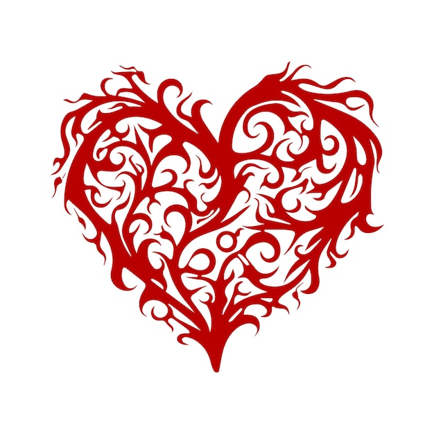 Silueta vectorial artística ornamental para el corazón de San Valentín