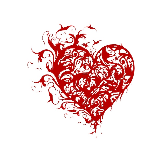 Silueta vectorial artística ornamental para el corazón de San Valentín