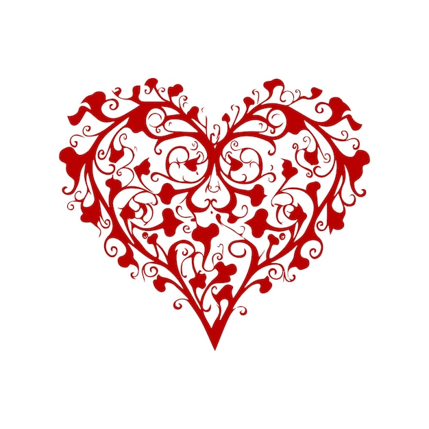 Silueta vectorial artística ornamental para el corazón de San Valentín