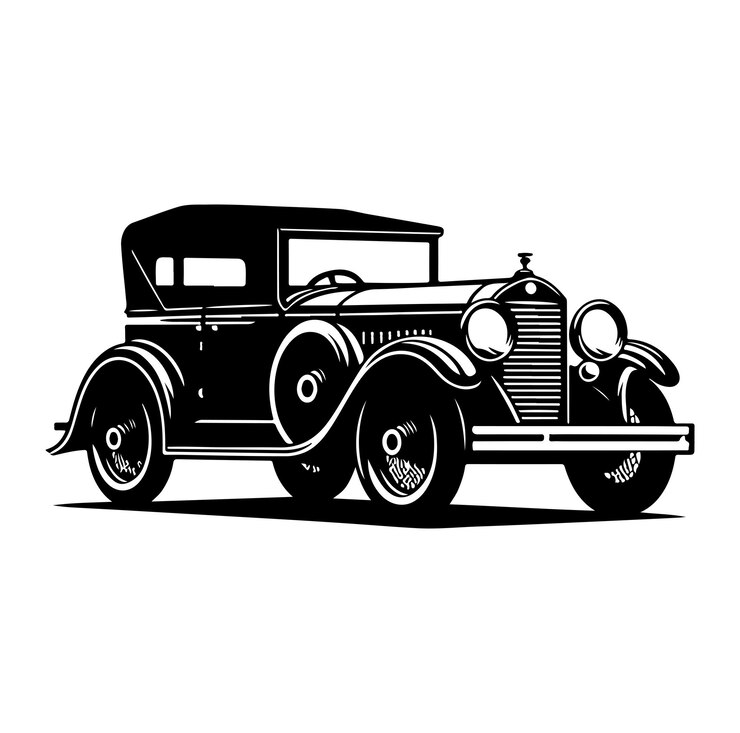 Vector silueta vectorial de automóviles antiguos