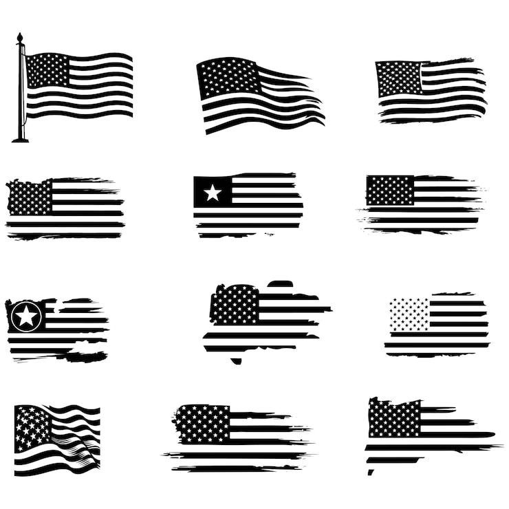 Vector silueta vectorial de la bandera nacional estadounidense