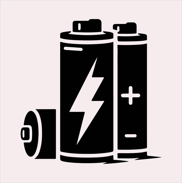 silueta vectorial de la batería sobre un fondo blanco