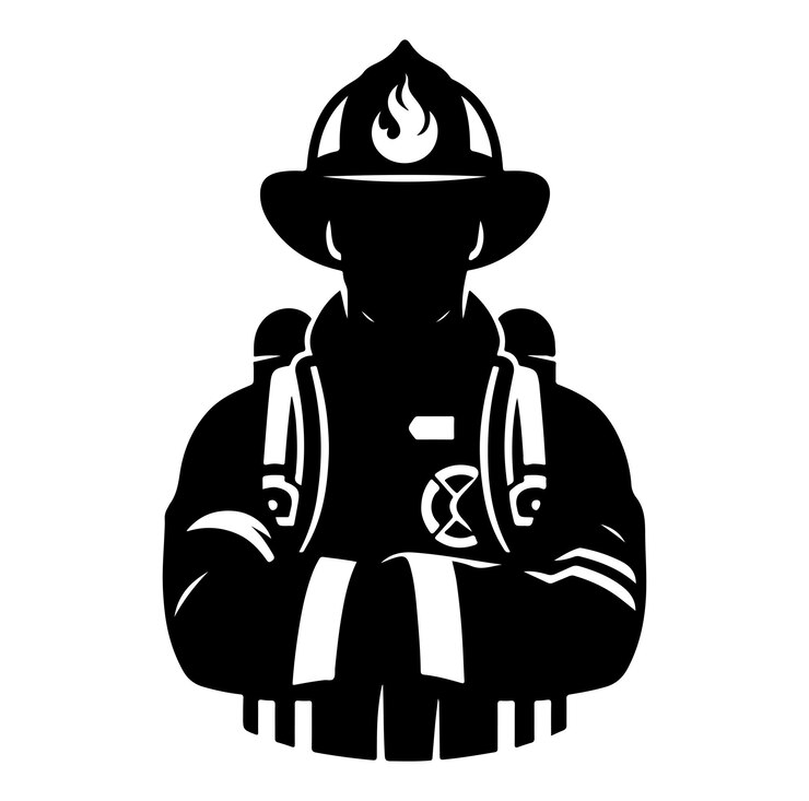 Vector silueta vectorial del bombero libre