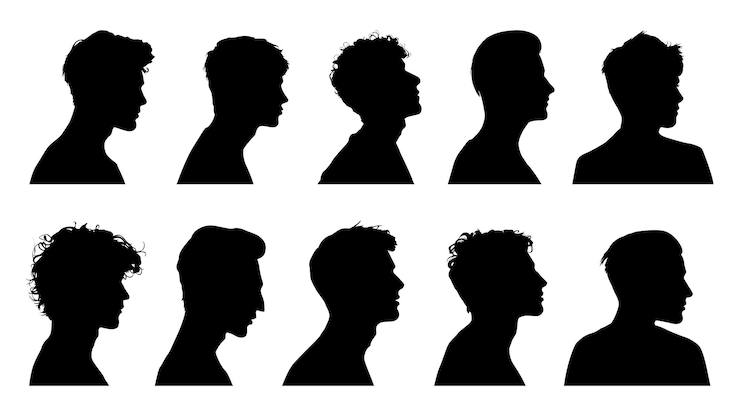 Vector silueta vectorial de una cabeza masculina desde el lado silueta de personas vista lateral hombre silueta de la cara