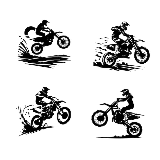 Silueta vectorial de carreras de motocross