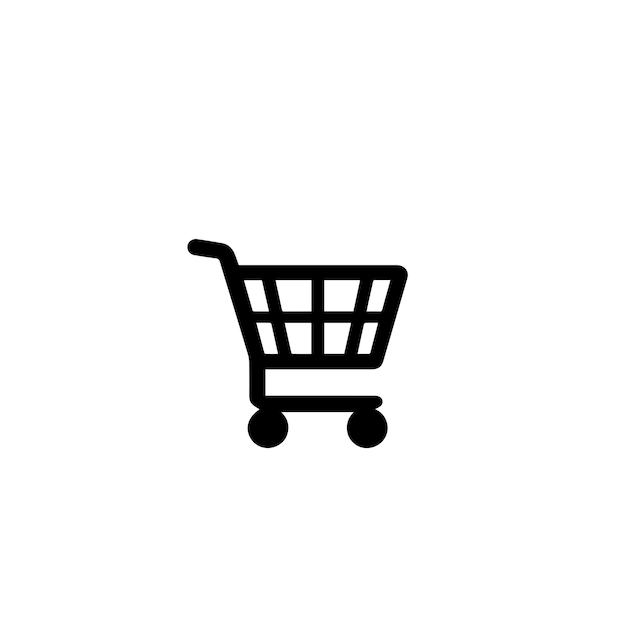 Silueta vectorial del carrito de compras Icono del logotipo del carrito en blanco y negro