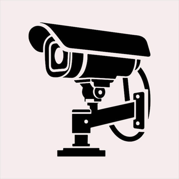 Silueta vectorial de CCTV sobre un fondo blanco