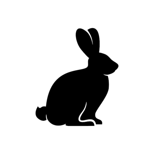 silueta vectorial de conejo aislado sobre fondo blanco