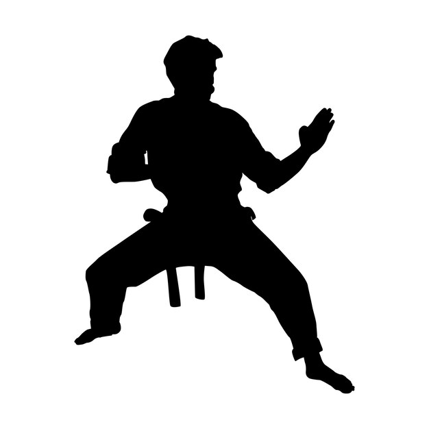 Silueta vectorial de diseño de personajes de artes marciales 7