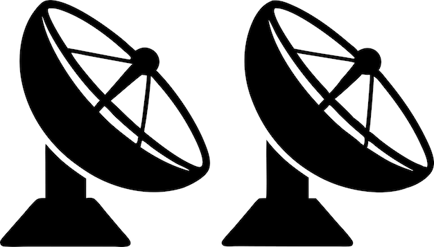 Silueta vectorial de dos antenas parabólicas