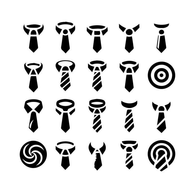 Vector la silueta vectorial establece el logotipo del icono de la corbata