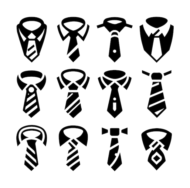 La silueta vectorial establece el logotipo del icono de la corbata