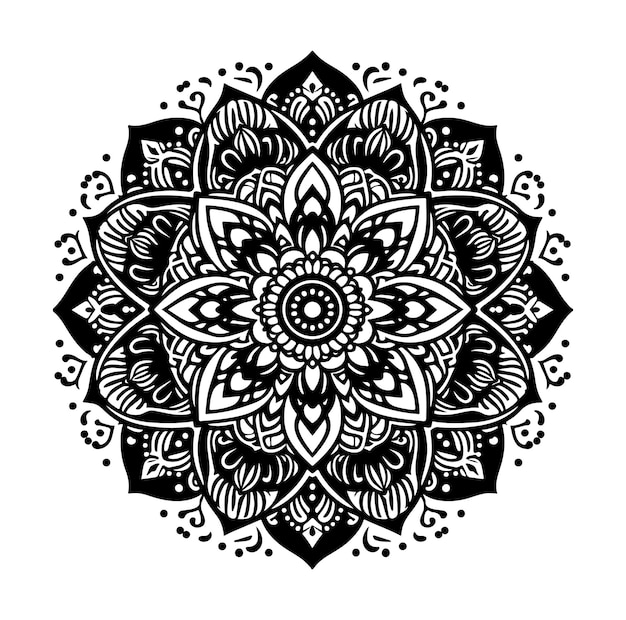 La silueta vectorial del estilo de la rosa de la flor de Mandala