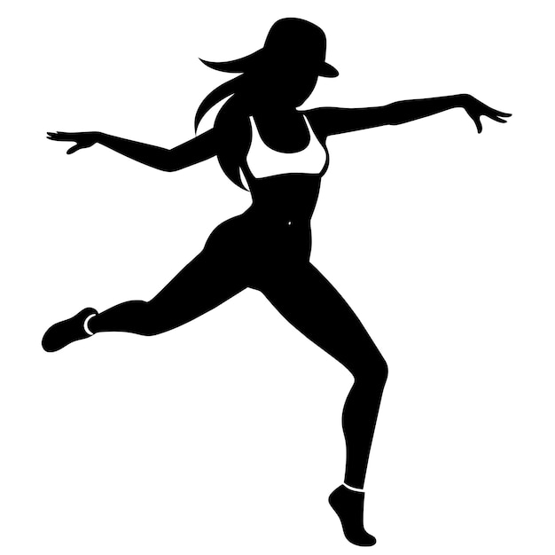 silueta vectorial de una figura femenina de hip-hop bailando sobre un fondo blanco 8