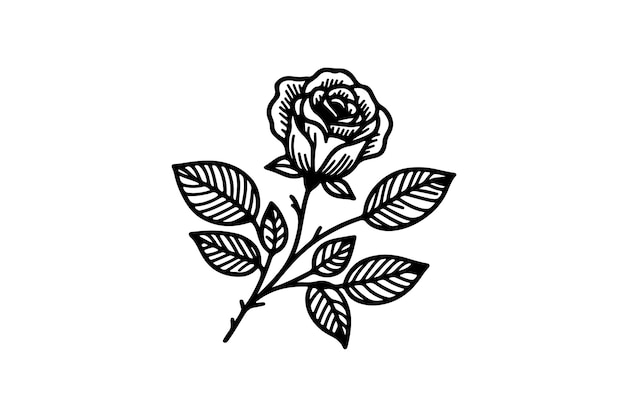 Silueta vectorial de una flor de rosa