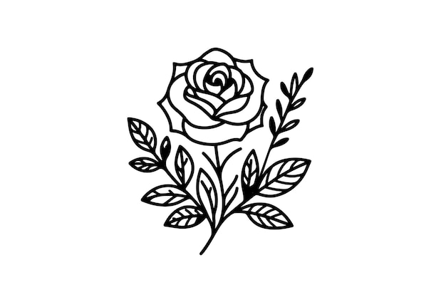 Silueta vectorial de una flor de rosa