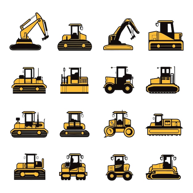 Silueta vectorial de un fondo aislado de bulldozer