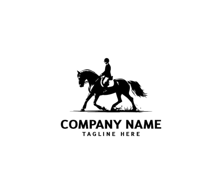 Silueta vectorial de un hombre jinete en el logotipo del caballo Caballo moderno con logotipo del jinete Caballo de equitación vaquero