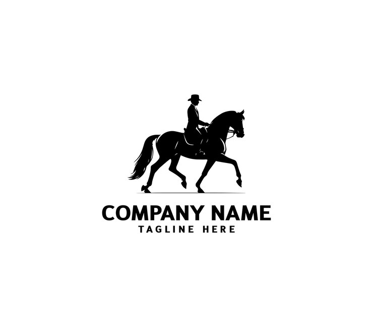 Silueta vectorial de un hombre jinete en el logotipo del caballo Caballo moderno con logotipo del jinete Caballo de equitación vaquero