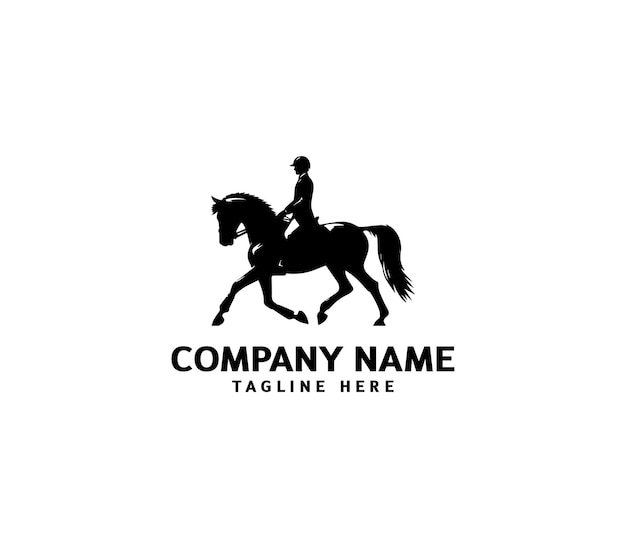 Silueta vectorial de un hombre jinete en el logotipo del caballo Caballo moderno con logotipo del jinete Caballo de equitación vaquero