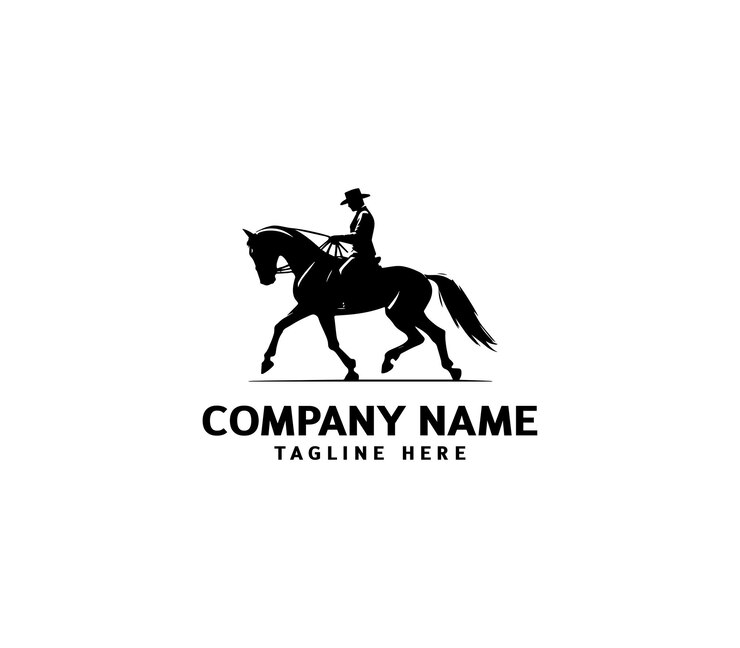 Silueta vectorial de un hombre jinete en el logotipo del caballo Caballo moderno con logotipo del jinete Caballo de equitación vaquero