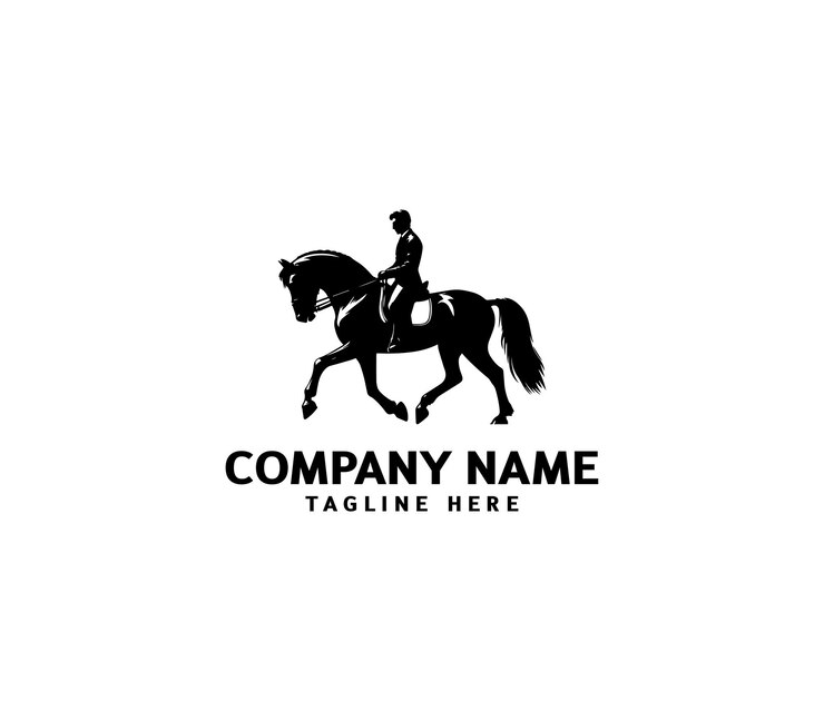 Silueta vectorial de un hombre jinete en el logotipo del caballo Caballo moderno con logotipo del jinete Caballo de equitación vaquero