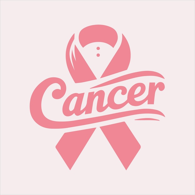 La silueta vectorial del icono de la cinta rosa del cáncer en un fondo blanco