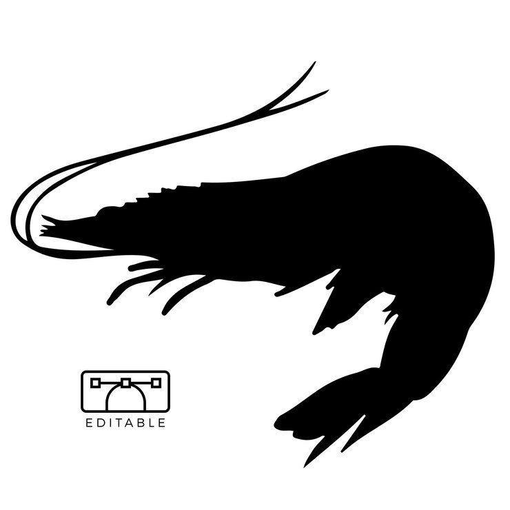 Silueta vectorial del icono del logotipo del camarón