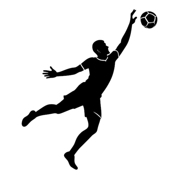 silueta vectorial de un jugador de fútbol masculino en forma portero atrapando una pelota en el aire 4
