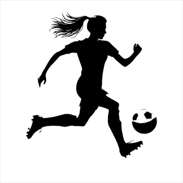 Silueta vectorial de jugadores de fútbol femenino o de fútbol