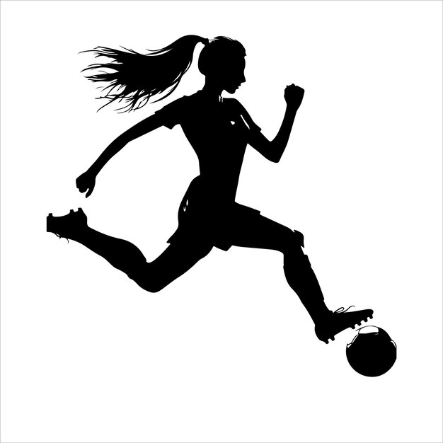 Vector silueta vectorial de jugadores de fútbol femenino o de fútbol