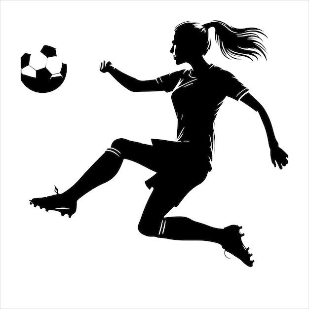 Vector silueta vectorial de jugadores de fútbol femenino o de fútbol