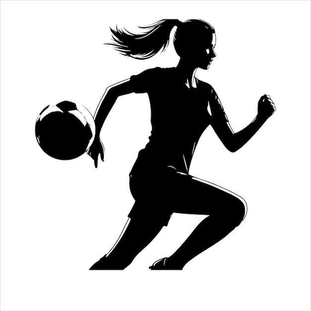 Vector silueta vectorial de jugadores de fútbol femenino o de fútbol