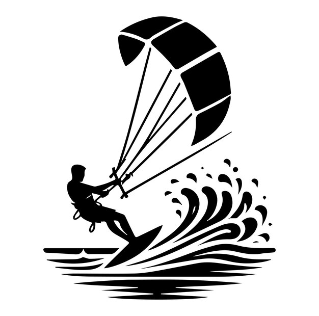 Silueta vectorial para el kitesurf