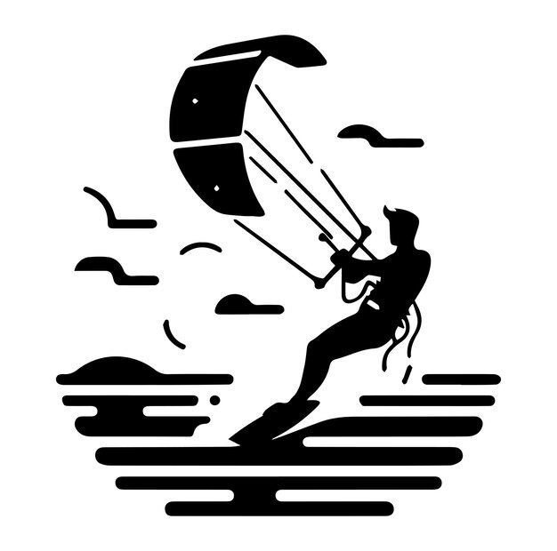 Silueta vectorial para el kitesurf