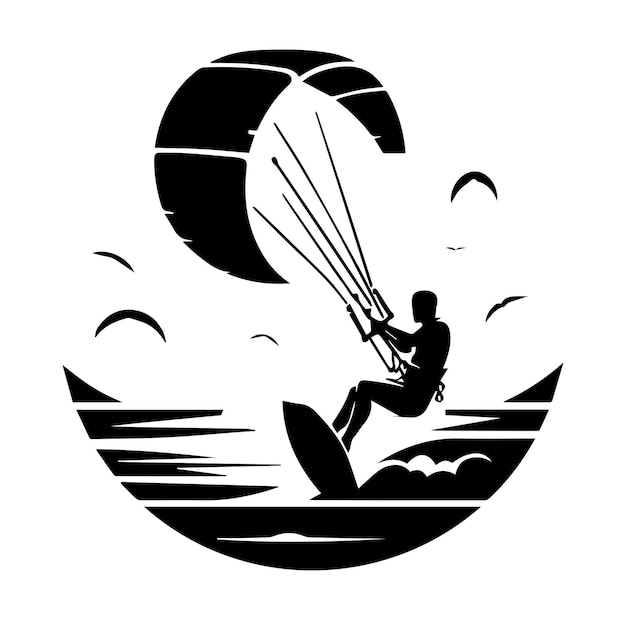 Silueta vectorial para el kitesurf