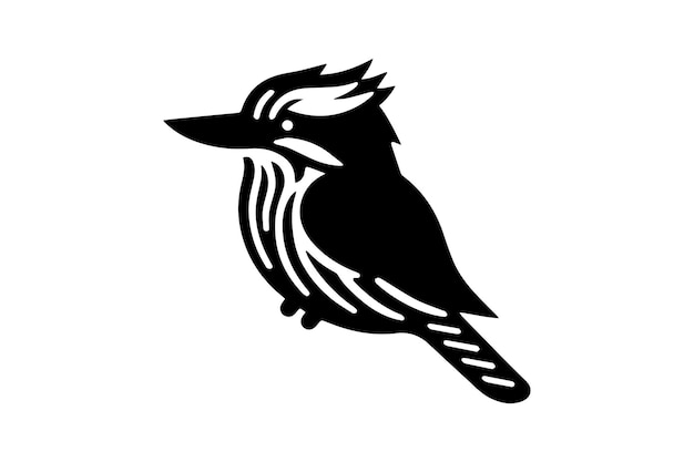 silueta vectorial de kookaburra tallada en madera aislada en fondo blanco