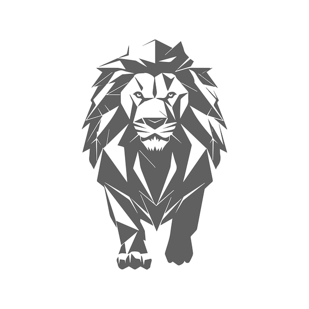 silueta vectorial de león con diseño en blanco y negro aislado en fondo blanco generado ai