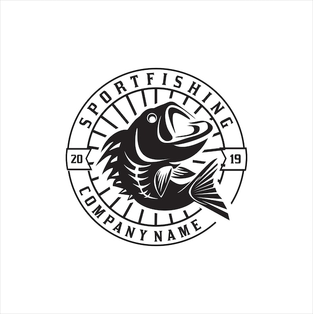 Silueta vectorial del logotipo del club deportivo de pesca de época