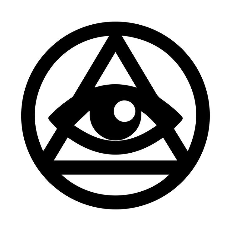Vector una silueta vectorial de un logotipo único con un ojo dentro de un triángulo