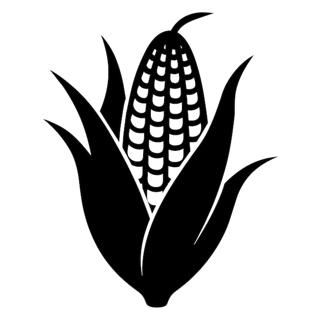 Silueta vectorial de maíz para barbacoa ilustración en color negro fondo blanco 14