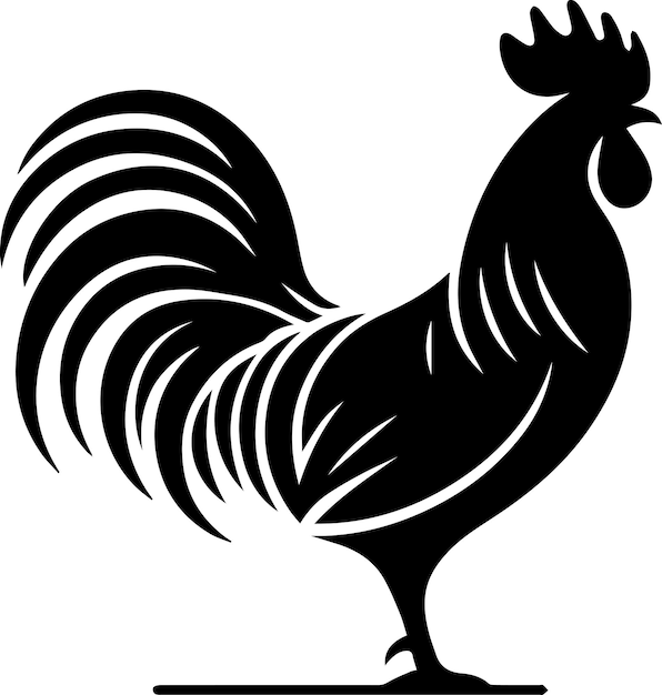 silueta vectorial mínima de gallo de color negro silueta de fondo blanco 2