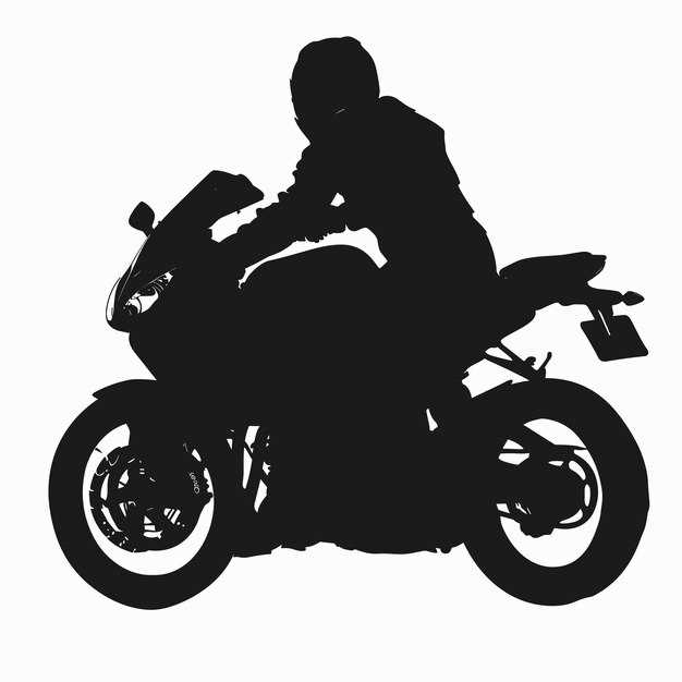 Vector silueta vectorial de un motociclista en una motocicleta fondo blanco ia generativa