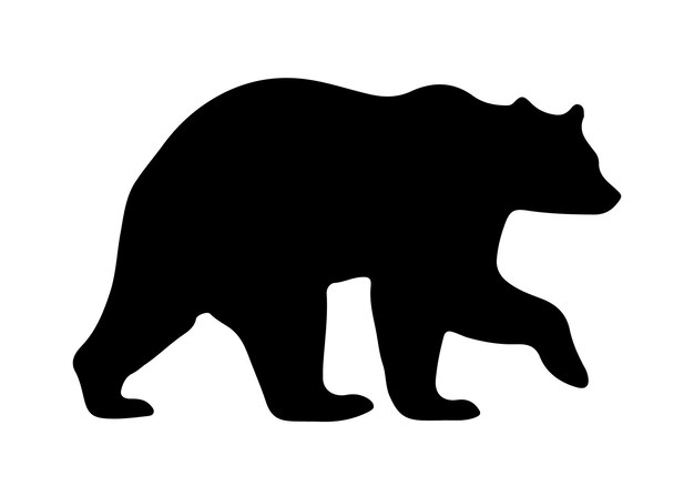 Silueta vectorial del oso oso pardo o oso polar silueta plana del animal vectorial silueta