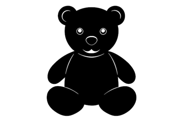 La silueta vectorial del oso de peluche El icono del peluche negro y lindo