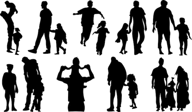 Silueta vectorial de padre e hijo
